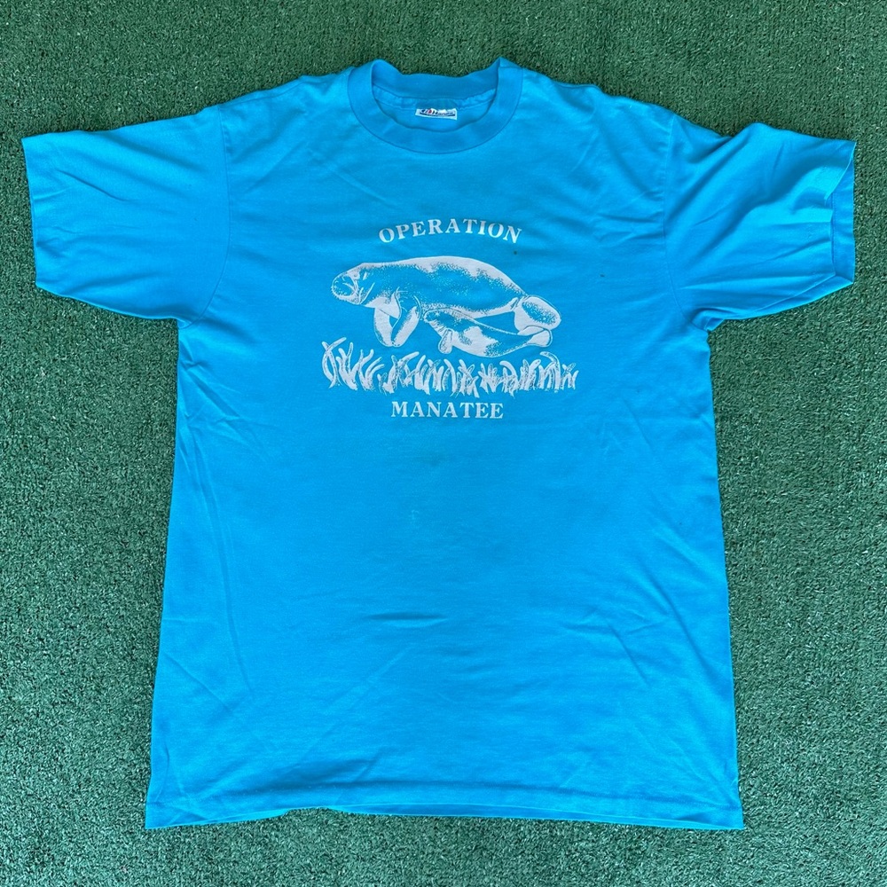 Vintage Manatee Wildlife Conservation Tee Shirt Size Large